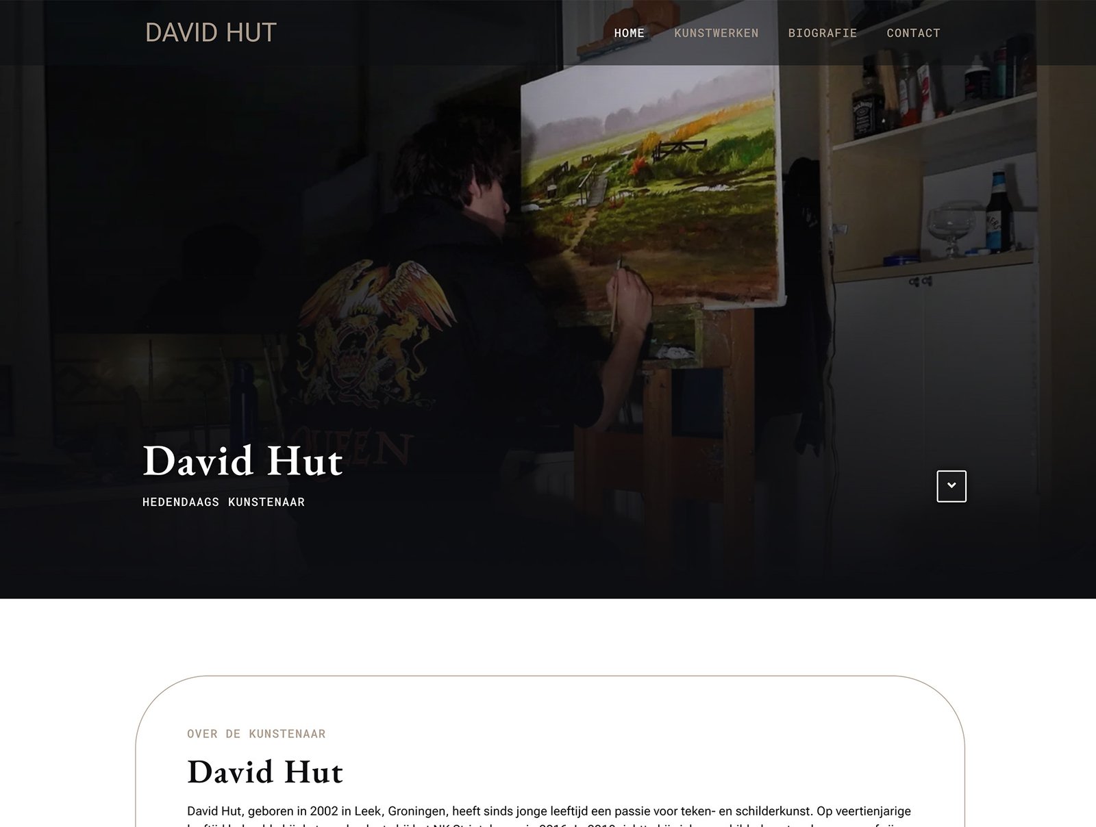 'David Hut' website, website, gemaakt door Niezing Media.